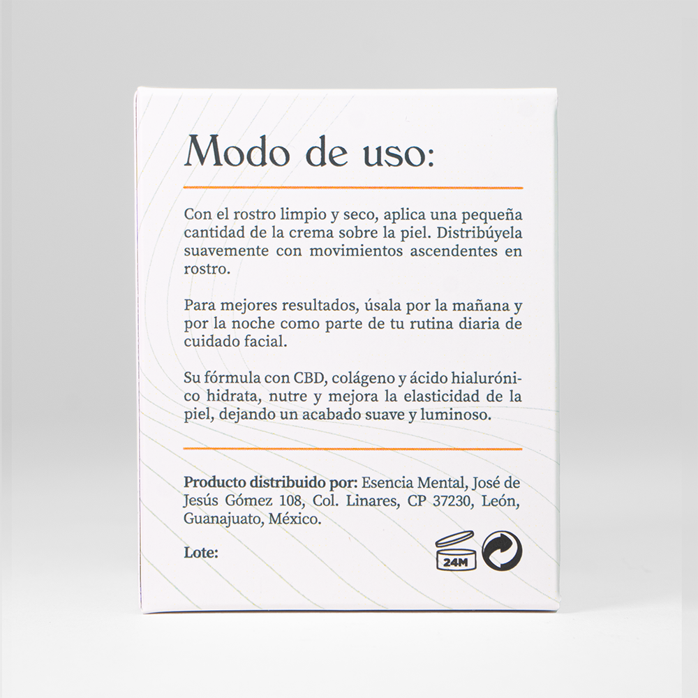Crema facial de CBD y ácido hialurónico (piel mixta y seca)