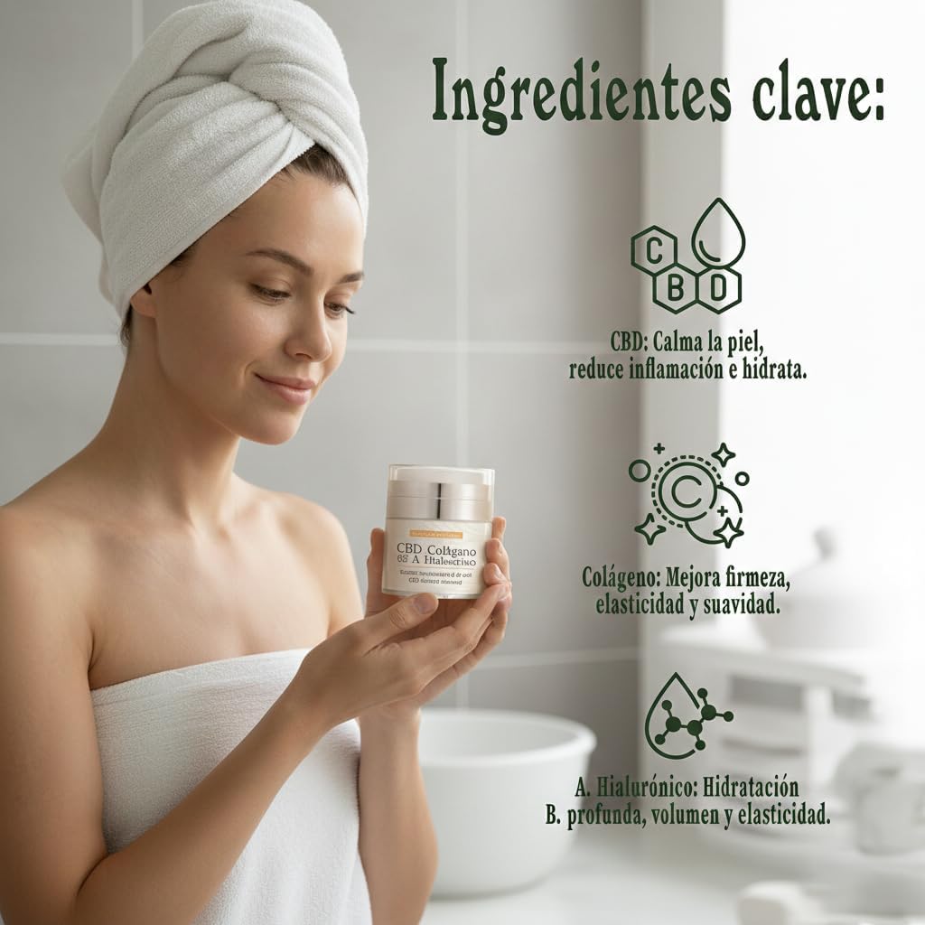 Crema facial de CBD y ácido hialurónico (piel mixta y seca)