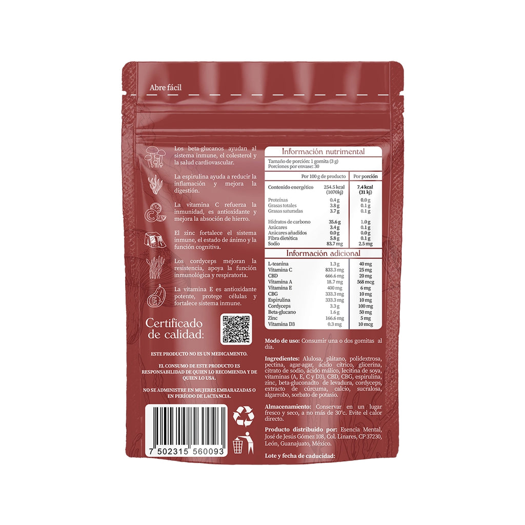 Gomitas de CBD Protección activa reverso
