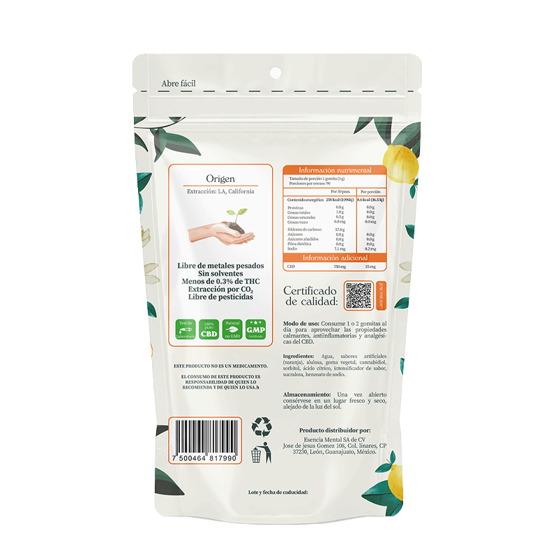 Gomitas con CBD sabor naranja (2250mg)